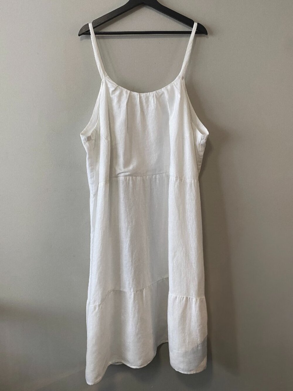 Handmade Plus Size Linen White Strappy Dress